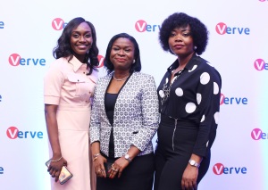 Country manager, Verve, Oremeyi Akah, DCEO, Industry Vertical Market, Chinyere Don Okhuofu and CMO Interswitch, Cherry Eromosele at the launch of Verve Paycode