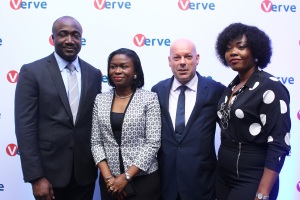 L-R, CEO Verve International, Charles Ifedi, DCEO, Industry Vertical Market, Interswitch, Chinyere Don Okhuofu, CFO, Interswitch, Peter O'toole and CMO Interswitch Cherry Eromosele and the unveil of Verve Paycode